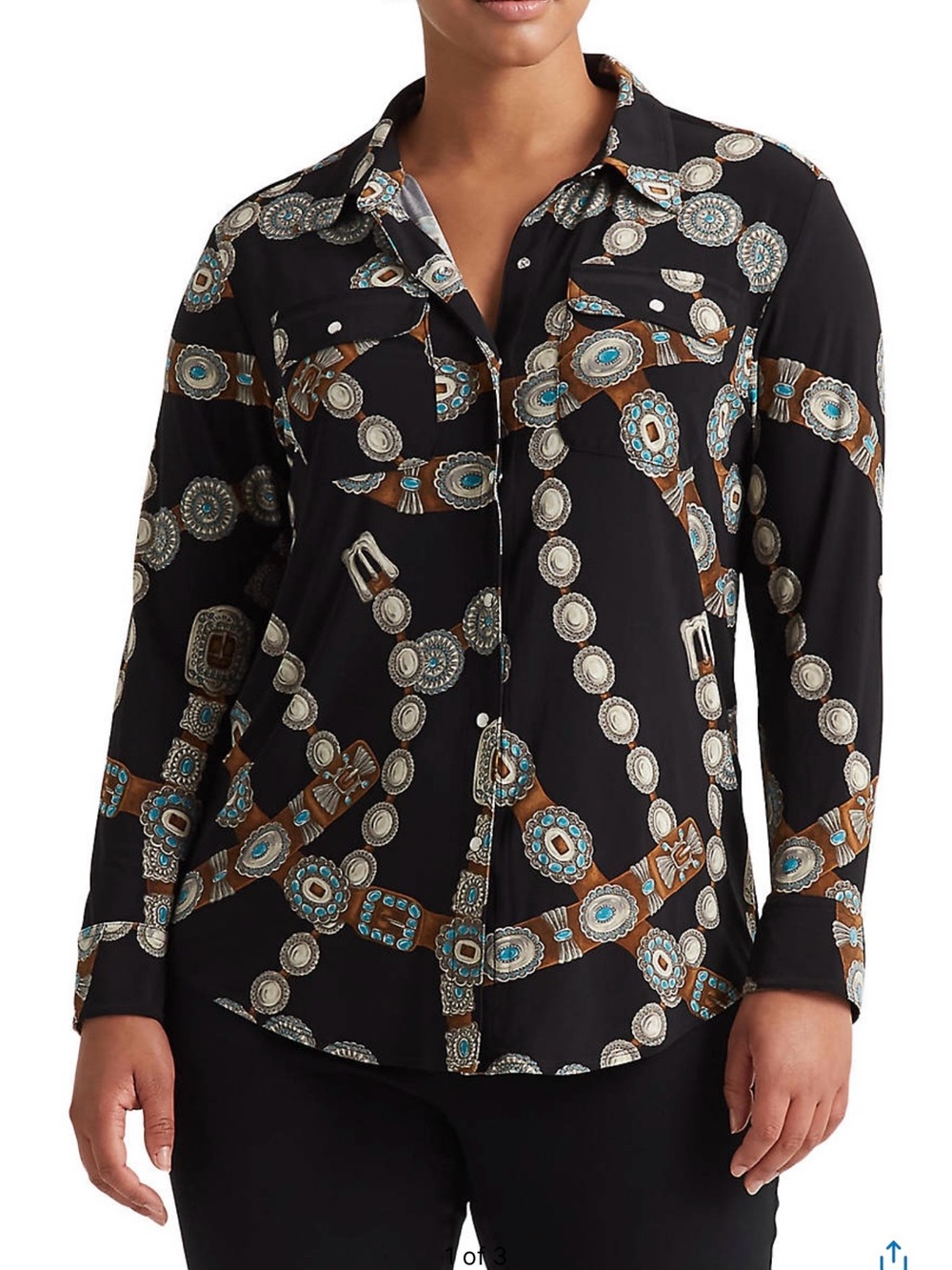 Lauren Ralph Lauren Western Concho Belt Motif Shirt NWOT